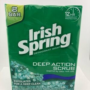 Irish Spring Deep Action Scrub Bar Soap 16 Bars Exfoliates Deodorant Soap